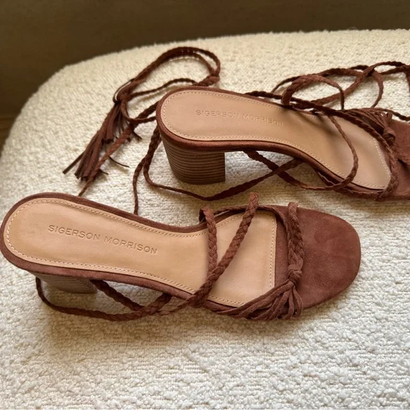 Sigerson Morrison Brown Suede Strappy Sandals - Picture 2 of 5